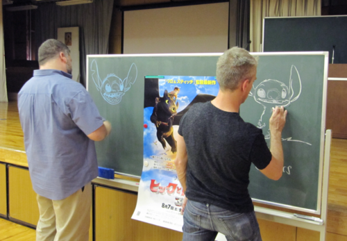 finefukwhatever:  Dean & Chris draw for elementary school kids in Japan
