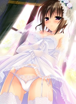syumari:  dress pantsu skirt lift tagme thighhighs wedding dress 