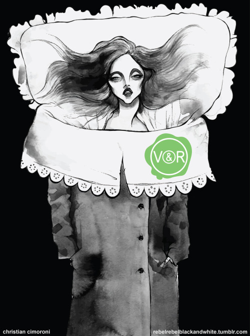 &ldquo; The Exorcist &quot; bed coat by Viktor and Rolf. Ink wash illustration by Christian Cimoroni
