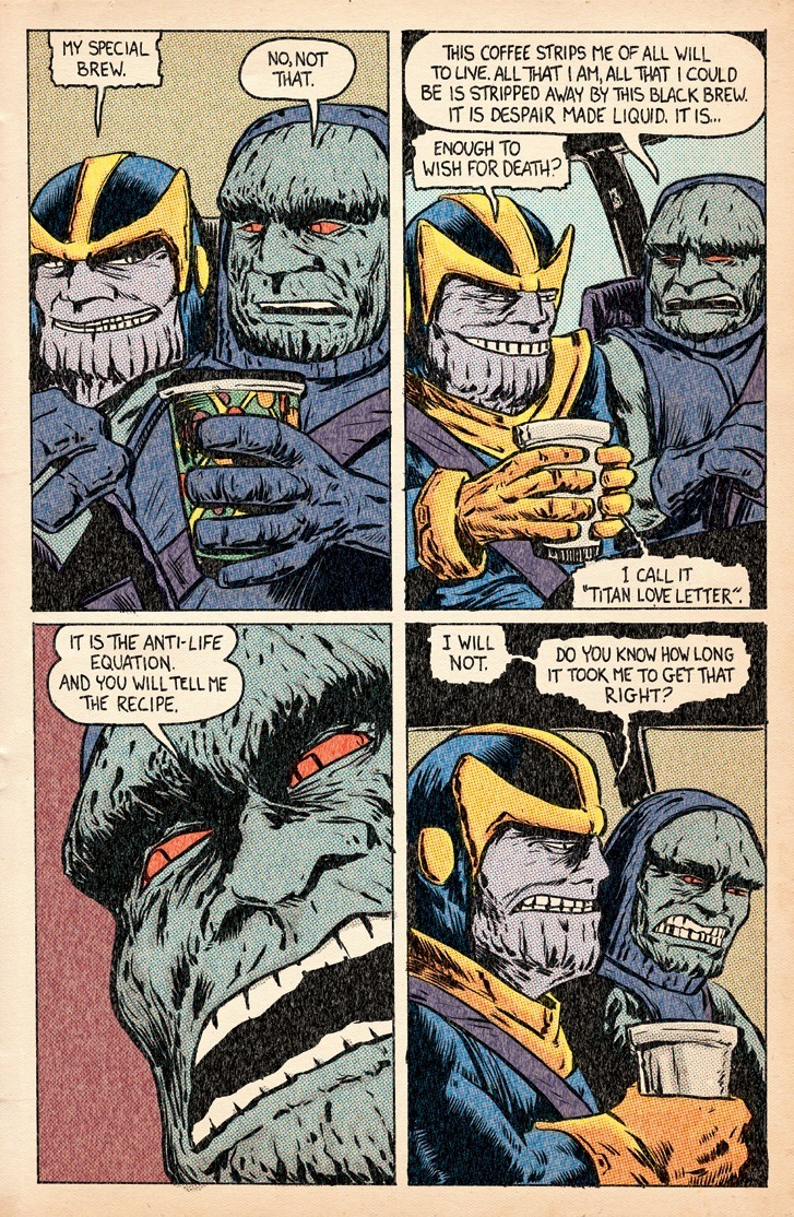 jthenr-comics-vault:  Darkseid and Thanos: Carpool Buddies Of DoomBy Justin Jordan