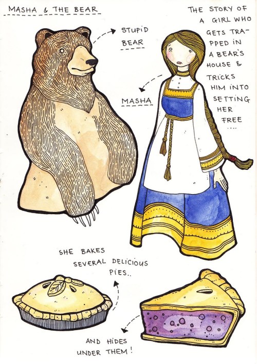 fairytalemood:Bluebeard, Masha &amp; the Bear, Teryosha, La Llorona by Laura Callaghanon tumblr