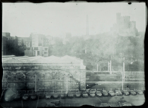 Waverley Station and Calton Hill from Jeffrey Street, Edinburgh.  Salt-water emulsion Dry Plate.