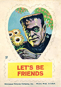 1950sunlimited:  Topps Bubblegum, 1966 Frankenstein Stickers 10 of 44  monsterfink’s midnight monster spookshow 