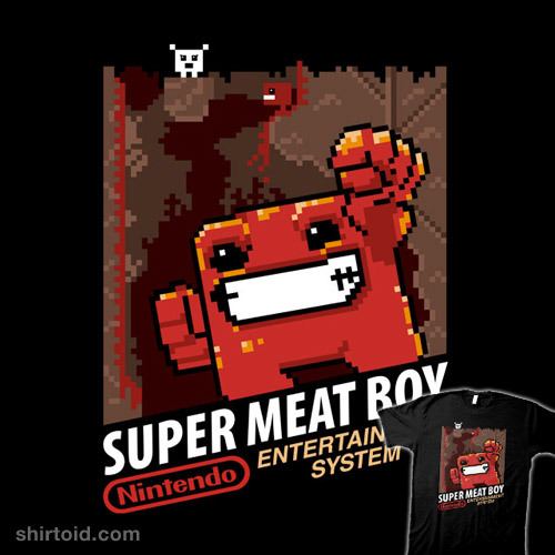 shirtoid:  Super Meat Boy by Pauline Acalin is $11 today only (10/28) at The Yetee