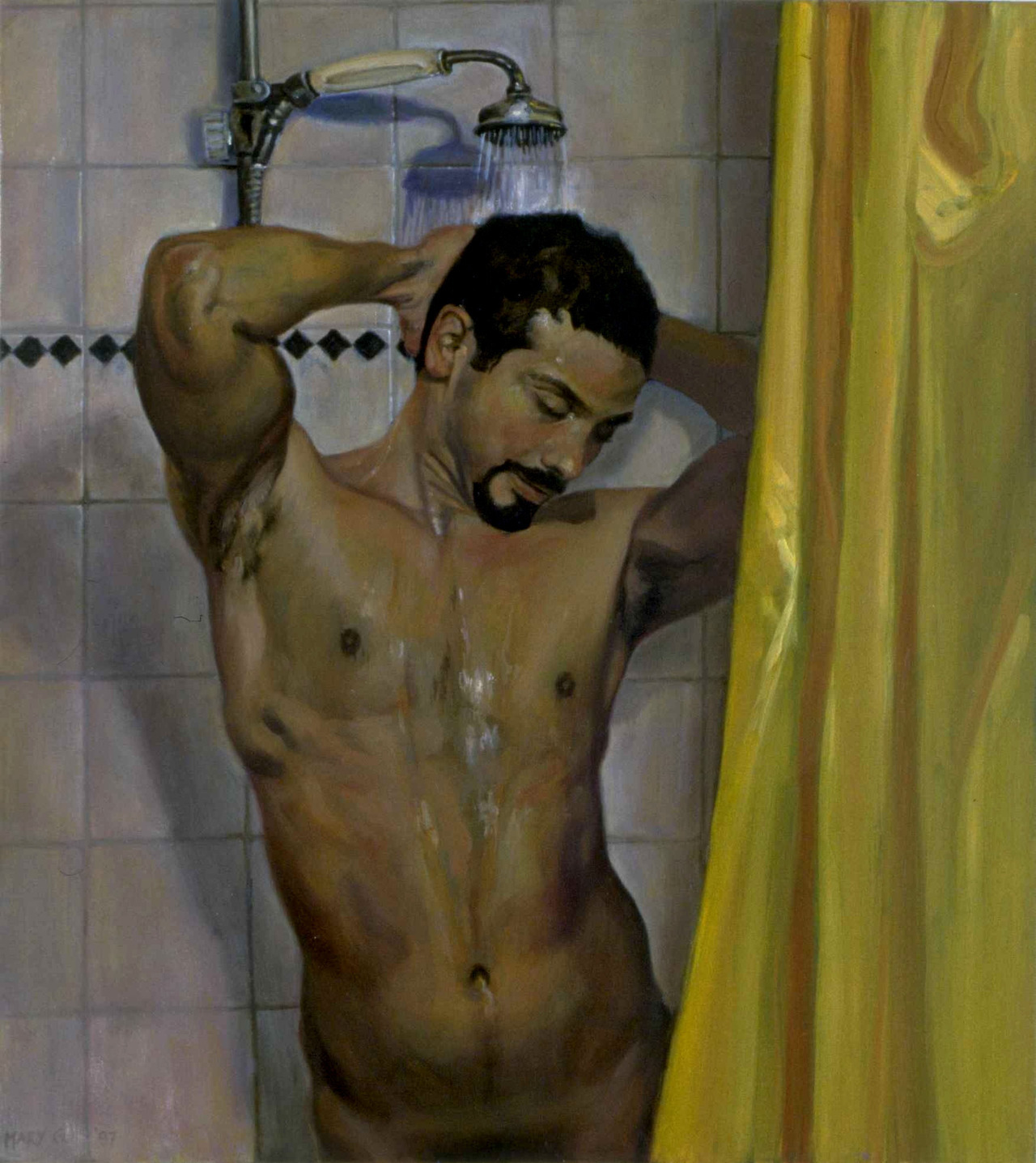 9 androphilia: Man In Shower By Mary Grooteman, 1997