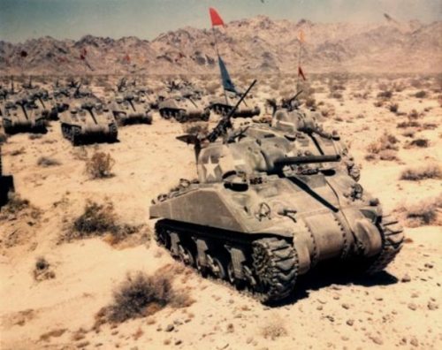 operationbarbarossa: US M4 Sherman tanks advance in Morocco - 1942 The US Sherman tank first saw act