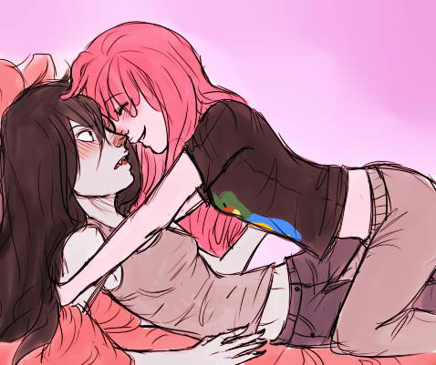 marcelinerememberyou:  Bonnibel: You ready Marcy ;) Marceline: Ugh sure I guess :/ Bonnibel: Don’t be scared >;) Marceline: Who says I am >:)  make sure to credit the artist of the picture! which would be ~me~ hey there