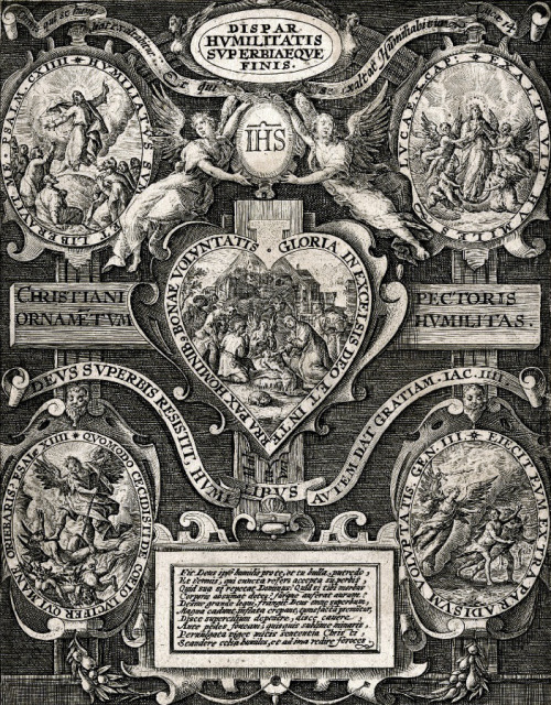 speciesbarocus:Crispijn de Passe the Elder -  Dispar Humilitatis Superbiaeque Finis (c. 1590).