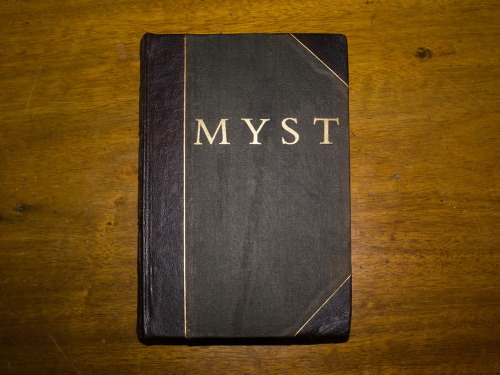 mysticplaces:  riumplus:  “A real Myst book” by Mike Ando aka RIUM  This is my “working” replica Myst book. It’s made out of a copy of the same book Cyan originally used as a texture reference.Inside the book is a full desktop computer, completely