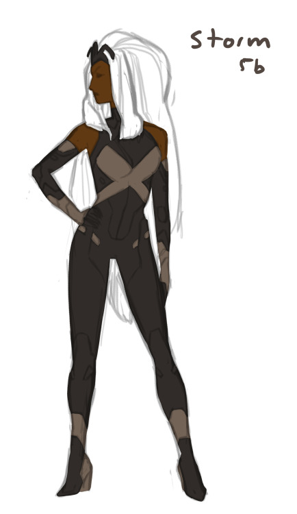 kristaferanka:  And finally, probably the most popular, and my favourite, of all my X-force designs: Storm. The prompt with her was a subtle one. Sam dictated that he wanted her to both have the regal-ness that we’ve known her as but because of her