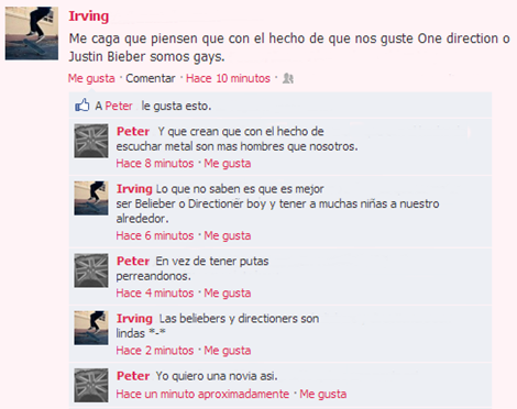 dicki-gomita:  Mis amigos platicando de belieber a directioner boy.