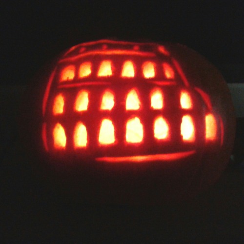 hehasawifeyouknow:My attempt at a Colosseum pumpkin. Next year I’m going with Priapus.OH MY GOD