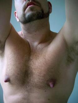 nipspisspierced:  Found this in an old hard drive. Hot fucker nips.    Hot male udders ready to be sucked