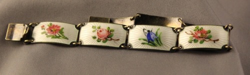 Vintage Norwegian Sterling Silver Tulip Enamel Bracelet $155 here