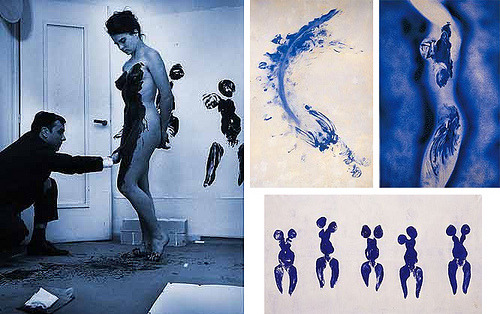 lukevanrose:  Some of Yves Kleins work, who used nude woman as his paint brush. 