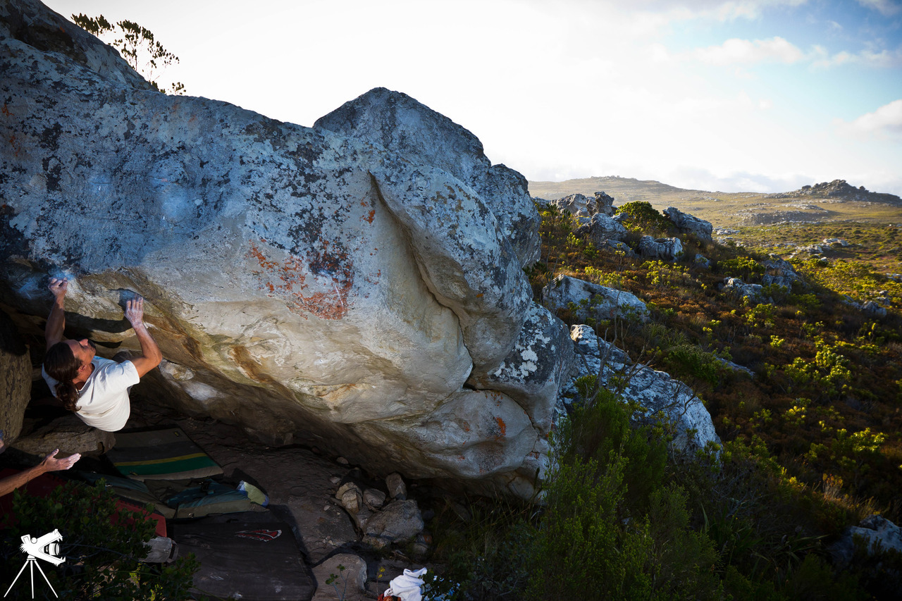 Chad on a Jerry Moffat 8A+ Topside South Africa