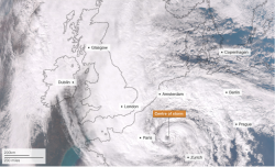 singifyourewithme:  Hurricane Sandy mapped onto Europe. Saw this on the news last night, but only remembered it just now. Honestly, as a Brit who isn’t used to the sheer scale of America, this really puts Sandy and all the comments about it being a