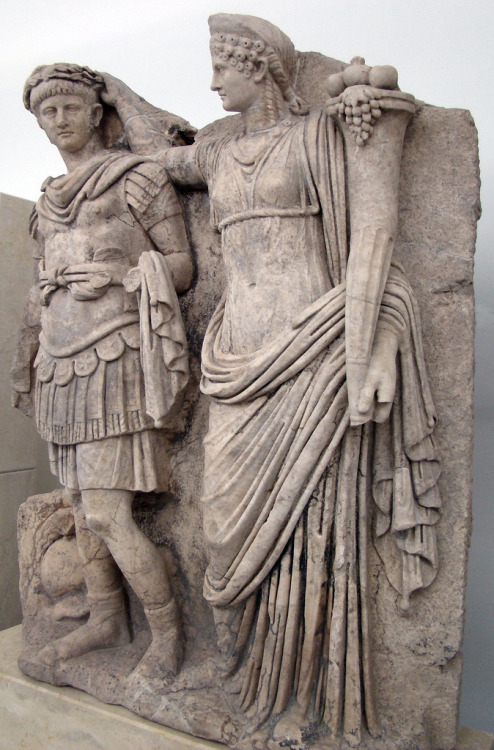 thingswoolike:Sebasteion, Agrippina Crowning Nero (by F. Tronchin)