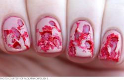 beautylish:  Check out these awesome bloody manicures! Find the tutorial for these nails here. 