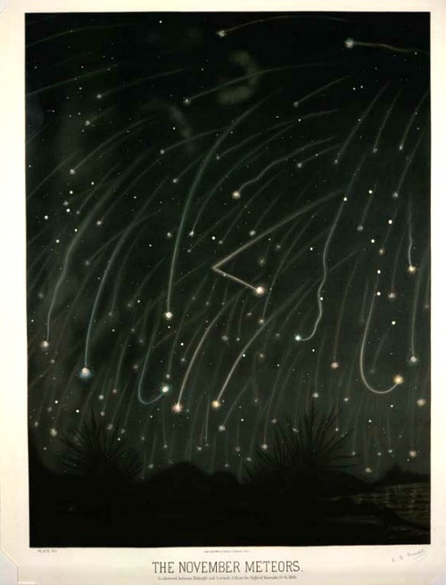 E.L. Trouvelot, The November Meteors, 1868 &ldquo;A chromolithograph of the November meteors as 