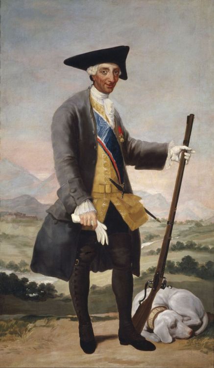 gunsandposes:King Carlos III in Hunting Costume, portrait by Francisco de Goya, 1788. On view at the