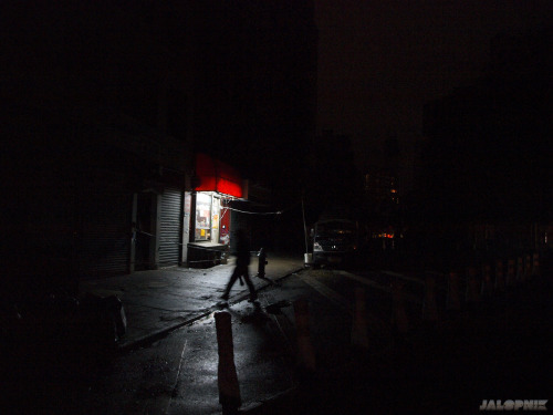 jalopnikupdates:  Exploring New York In the Post-Sandy Pitch Black “Haha, we’re descending into the darkness! It’s like the Twilight Zone.” The old guy going home to Greenwich Village laughs. The Fifth Avenue bus soars past 34th street heading