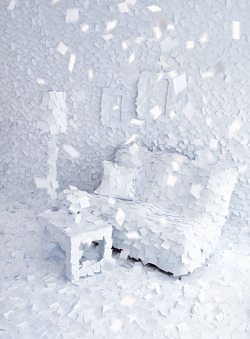 inspirezme:  White Note installation used to create a wintered effect by I never kissed a dog. 