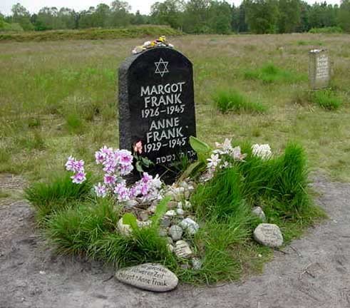 A marker erected in memory of Anne Frank and her sister Margot &hellip; they
