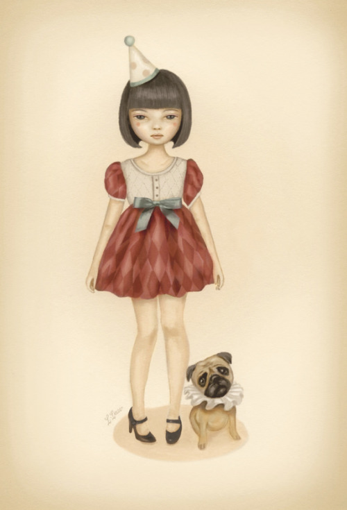 lovequotesrus:  Clown Girl by Lang Leav (Pastels, acrylic and ink on paper) 