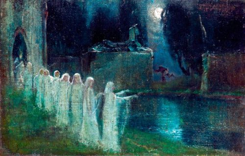 ahomeforbirds:Gulácsy Lajos - Daughters of the Night (1900)