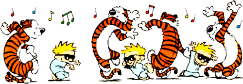Calvin and Hobbes dancing