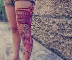 the-starlight-hotel:  leg tattoo before and