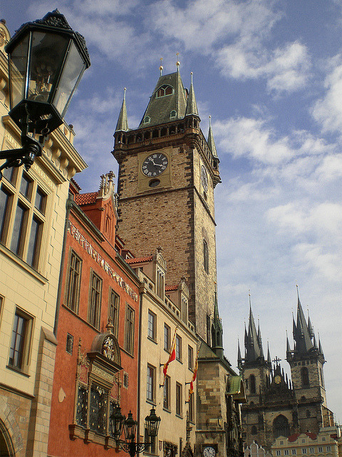 Clock Tower and Church of Our Lady in Prague, Czech Republic (by Silanov).