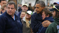 gawkercom:  President Obama comforts a woman in New Jersey whose marina was damaged by Hurricane Sandy. As the Wall Street Journal’s Jeff Yang put it, “If enough people see it, this is the photo that singlehandedly re-elects Barack Obama.” 