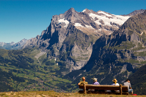 Looking towards Grindelwald and the Schreckhorn, Switzerland (by philippe julien).