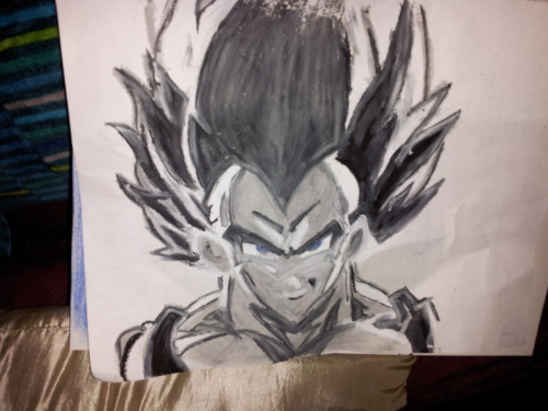 Obsession for DBZ + insomnia (and a box of oil pastels) = VEGETA!