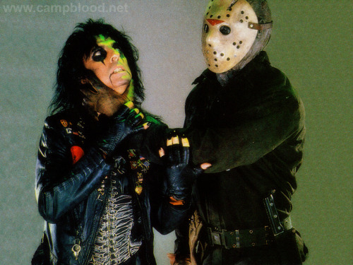 thedorkpassenger: Alice Cooper and Jason Voorhees from Friday the !3th part 6 promotional art.