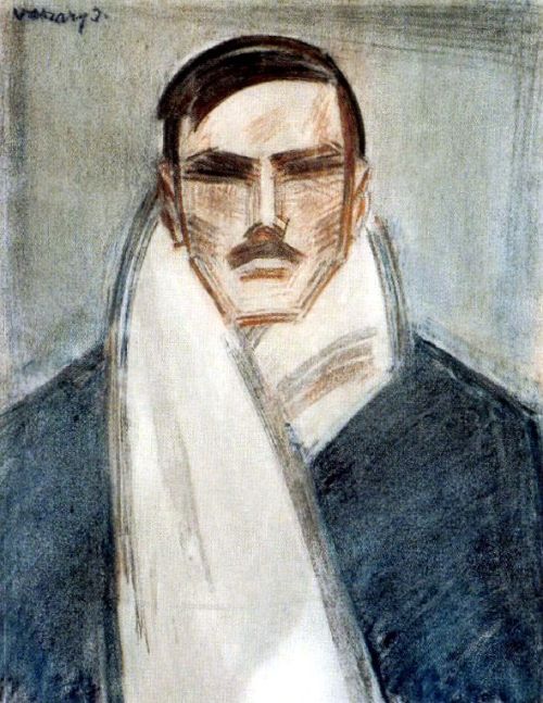 blastedheath:  János Vaszary (Hungarian, 1867-1938), Self-portrait with White Scarf, c. 1928. Pastel on paper, 75.8 x 60 cm. Hungarian National Gallery, Budapest. 