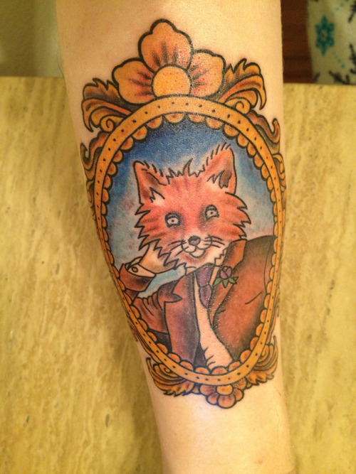 fuckyeahtattoos:  freshly tattooed gentleman fox by Donzo at Idol Time tattoo in tulsa, ok