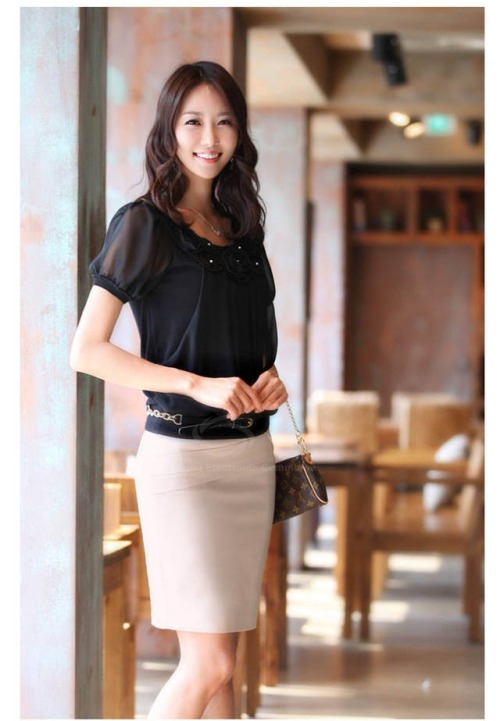 sammydressfashion: Office Lady Style High Waist A-Line Skirt For Women(With White Belt)