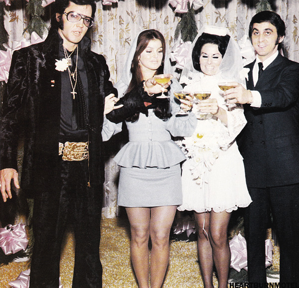 heartburnmotel:  Elvis and Priscilla at George &amp; Barbara Klein’s wedding