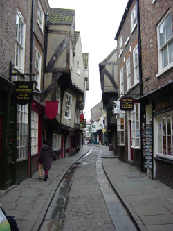 The Shambles, a narrow medieval street in York, England
