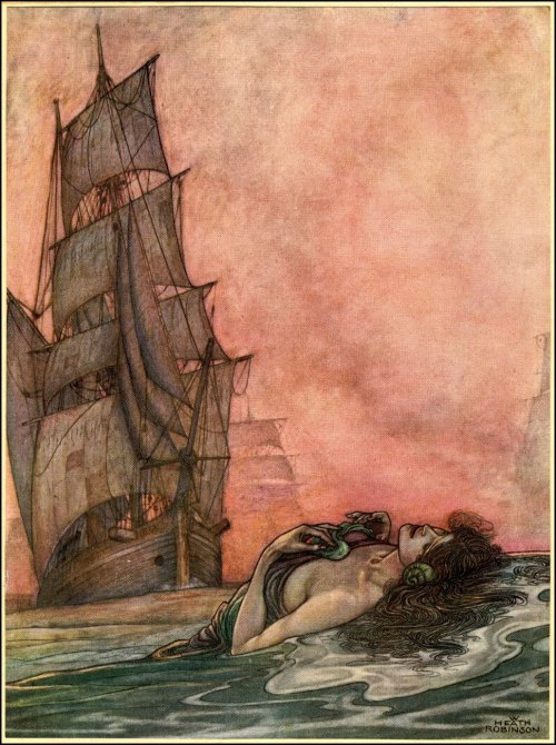 ‘The coastwise lights of England’. William Heath Robinson illustration from 'A Song of t
