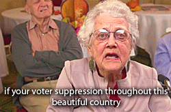 bending-sickle:  adelenedawner:  [A set of animated images of a very old white woman, apparently in a nursing home or similar facility, with other old white people in the background. Most of the images show her speaking to the camera, but one shows her