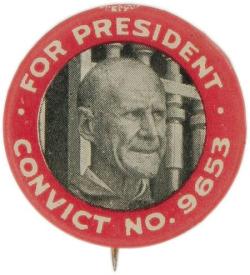socialismartnature:  On Nov. 2, 1920, socialist Eugene V. Debs received one million votes in the U.S. presidential election while in prison. He was serving a 10 year sentence for his speech in Canton, Ohio against the war. Listen to an excerpt from the