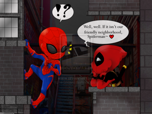 misform:  Spiderman: Deadpool?Deadpool: I got the perfect song for this moment~!Spiderman: Oh god, please don’t…Deadpool: When the moon hits your eye like a big pizza pie, that’s amore~!Spiderman: Wade. Wade no. Never again, man. Help…I’ve fallen