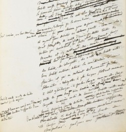 violentwavesofemotion:  Early manuscript detail from Gustave Flaubert’s “Madame Bovary”. 