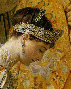 labellefilleart:  The Coronation of Napoleon, detail of Josephine, Jacques-Louis David  