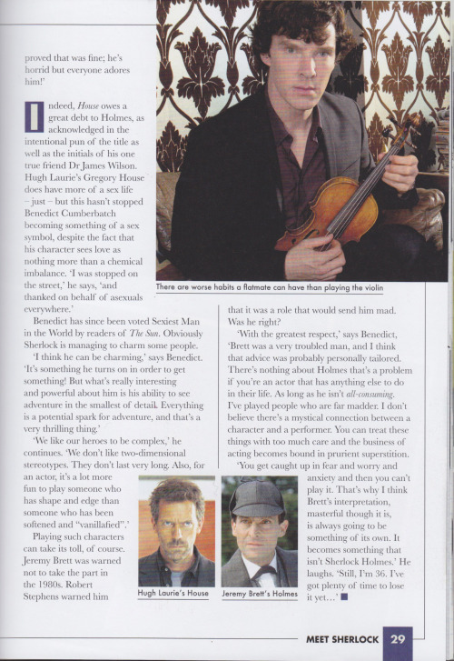 cumberbatchweb:The section on Sherlock Holmes from the case book containing an interview with Benedi