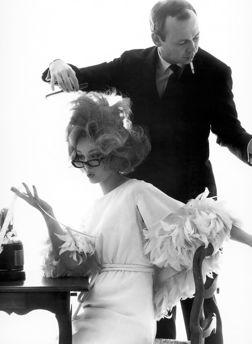 Model Monique Chevalier, hairstylist Kenneth; photo for Vogue by Bert Stern; April 1962.